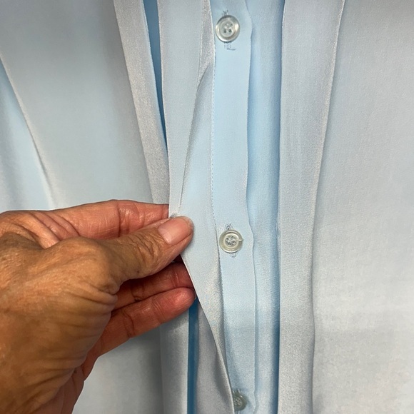Jaclyn Smith Sky Blue Satin Blouse - Picture 9 of 12